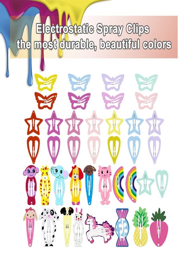 ECADY Hair Clips Colorful Hair Barrette Metal Cute Snap Hair Clips for Girls, Toddlers, Kids - 2 inch, 100pcs - Image 5